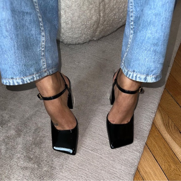 Amina Muaddi Charlotte 95MM Patent Leather Pumps - Picture 5 of 6